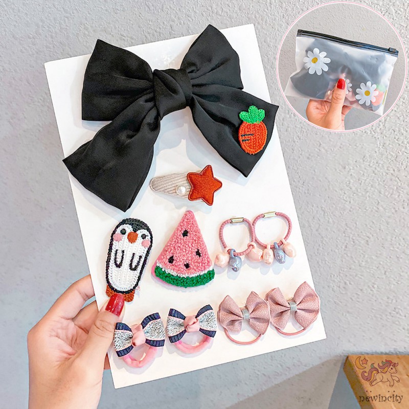 Bộ 10 Kẹp Tóc Hình Nơ Đáng Yêu Thời Trang Cho Bé Gái