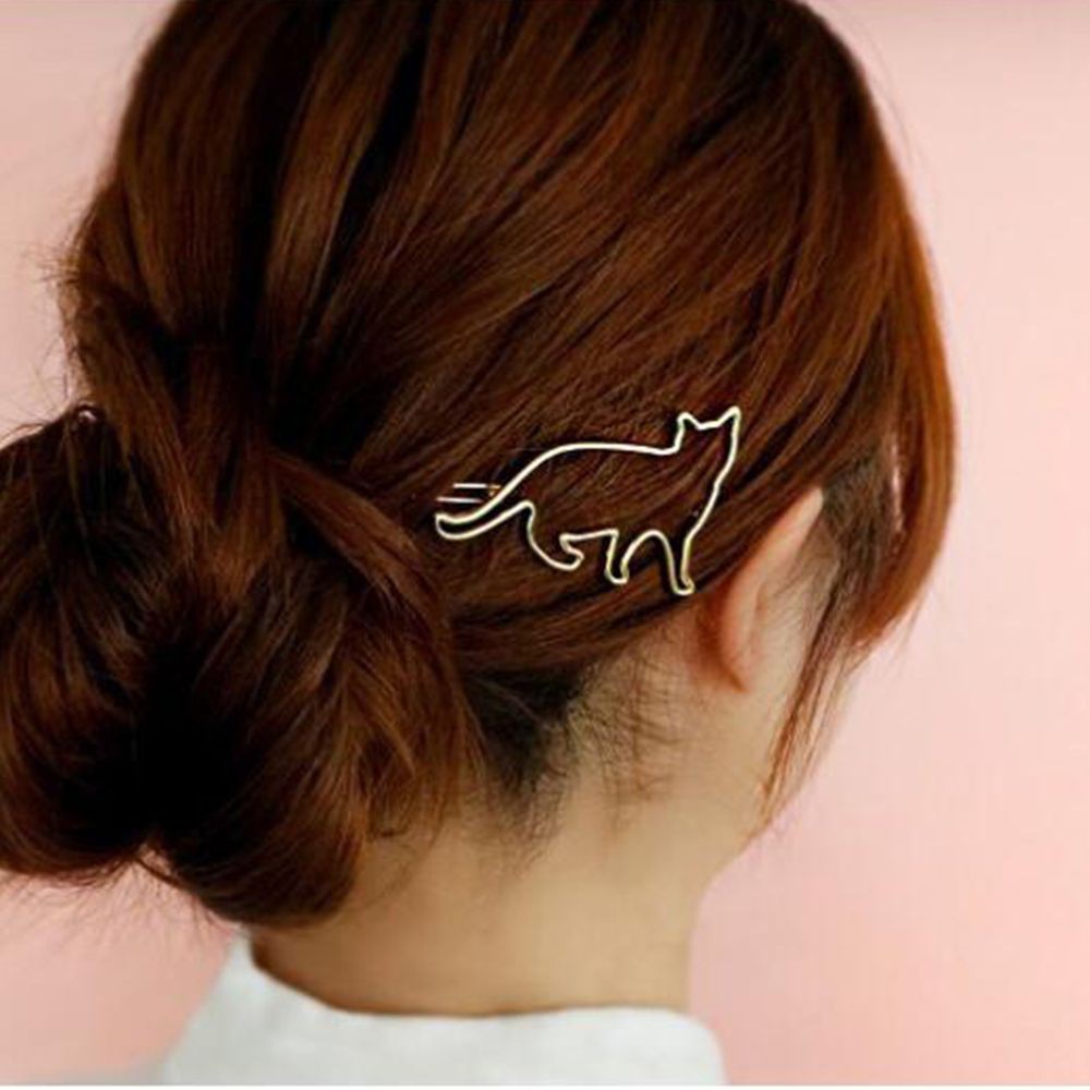 Kẹp tóc kim loại hình mèo xinh xắn