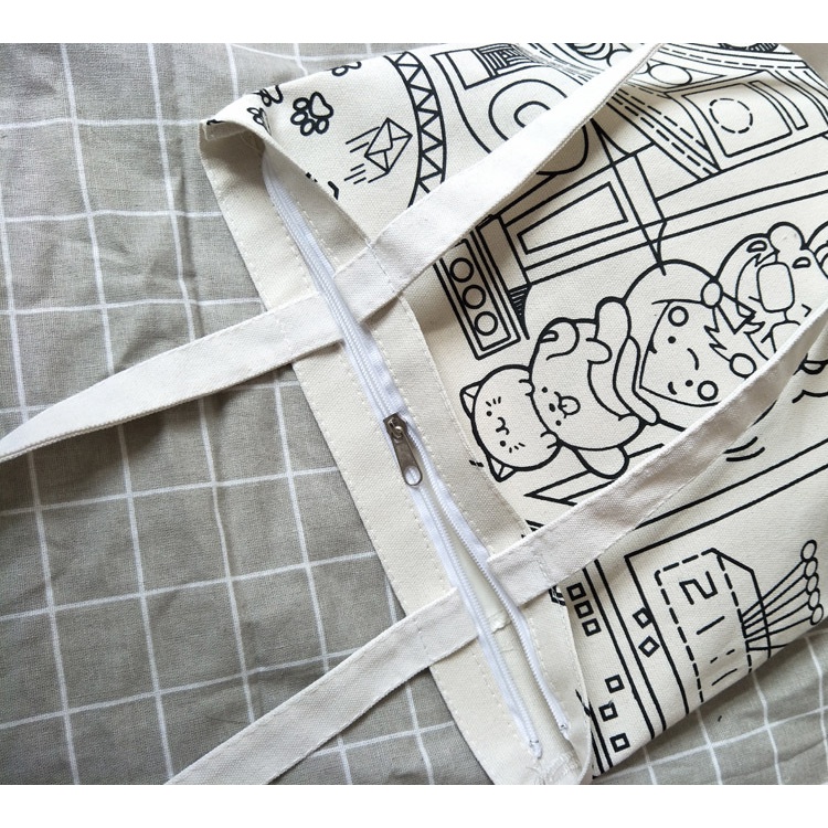 Túi tote vải bố đựng đồ canvas đeo vai in hình Anime -Quất Miêu Store