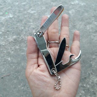 Bấm Móng Tay Inox ĐỐM WAXING Đa Năng Khui Bia Có Móc Treo Khoá 7cm