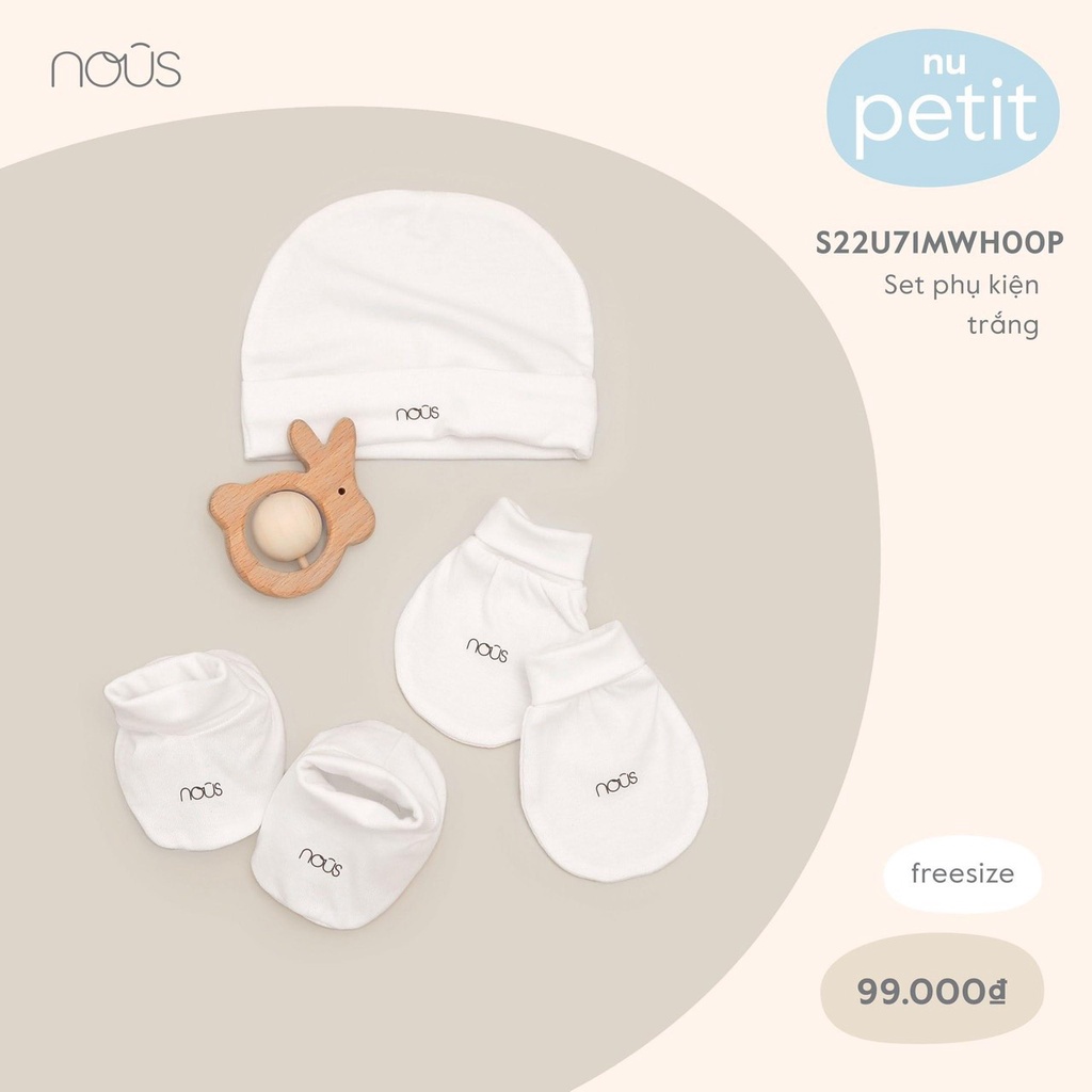 Set phụ kiện nón+Bao tay chân petit NOUS cho bé sơ sinh