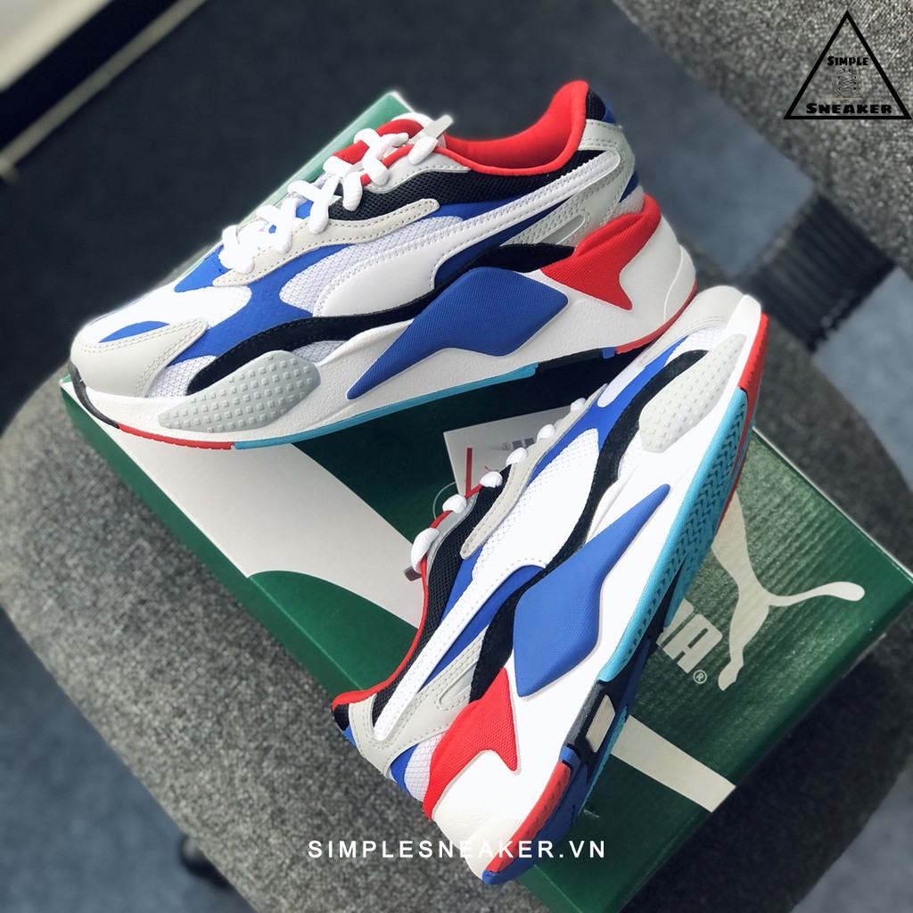 Giày Puma RSX Auth🔴FREESHIP🔴 Puma RS-X3 White Blue Red Chính Hãng - Giày Chạy Bộ Puma - [37157005]