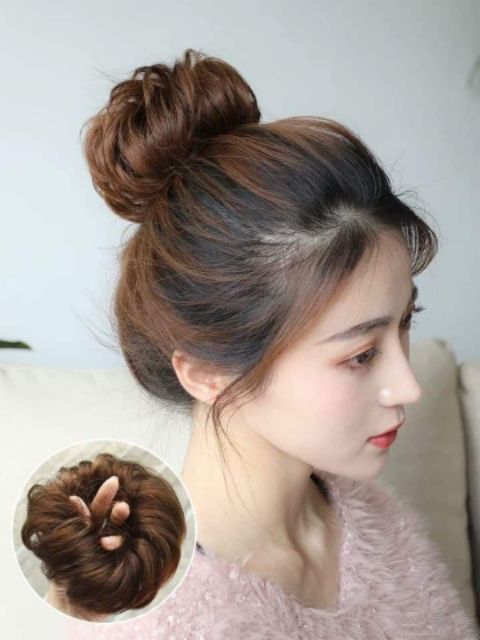 &lt;KÈM ẢNH THẬT&gt; Búi phủ xoăn tóc giả đẹp (loại TO, Tơ KHÔNG BÓNG)