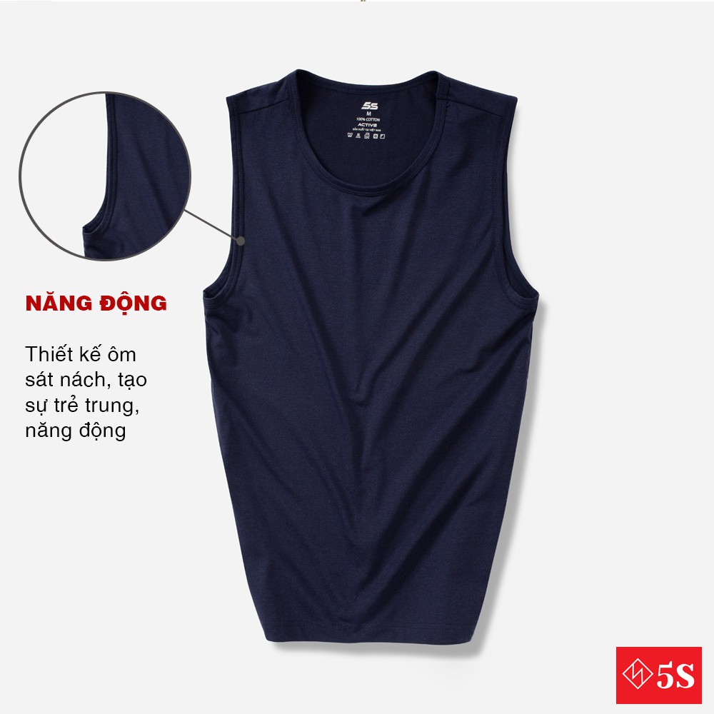 Áo Sát Nách Nam 5S (4 Màu), Chất liệu Premium Cotton Siêu Thấm Hút, Thoáng Mát, Vận Động Thoải Mái (ATT21023) | BigBuy360 - bigbuy360.vn