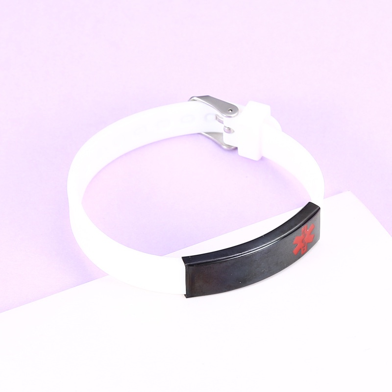 Vòng Đeo Tay Cảnh Báo Y Tế ECGIFT BR024 Bằng Thép Không Gỉ Và Silicone
