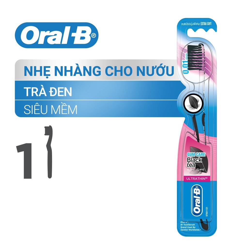 Bàn chải Oral B Tinh chất trà đen Vỉ 3 cây (2 tặng 1) (khuyên dùng bởi Nha sĩ)