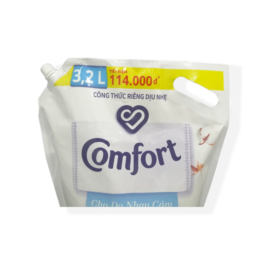 Nước Xả Comfort Cho Da Nhạy Cảm Túi 3,2 Lít Làm Mềm Vải Đậm Đặc