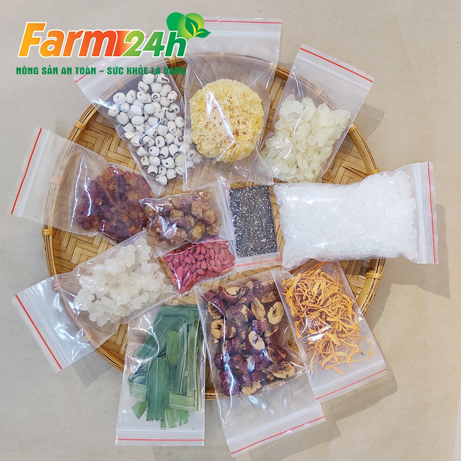 Set chè dưỡng nhan 12 vị đầy đủ nguyên liệu cho một nồi chè ngon, nấu được 12 chai 330ml | Farm24h