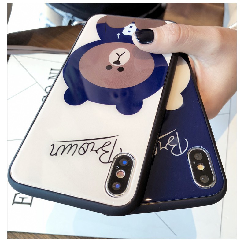 [ IPHONE ] Ốp Lưng Kính Cường Lực Gấu Brown - A055 | BigBuy360 - bigbuy360.vn