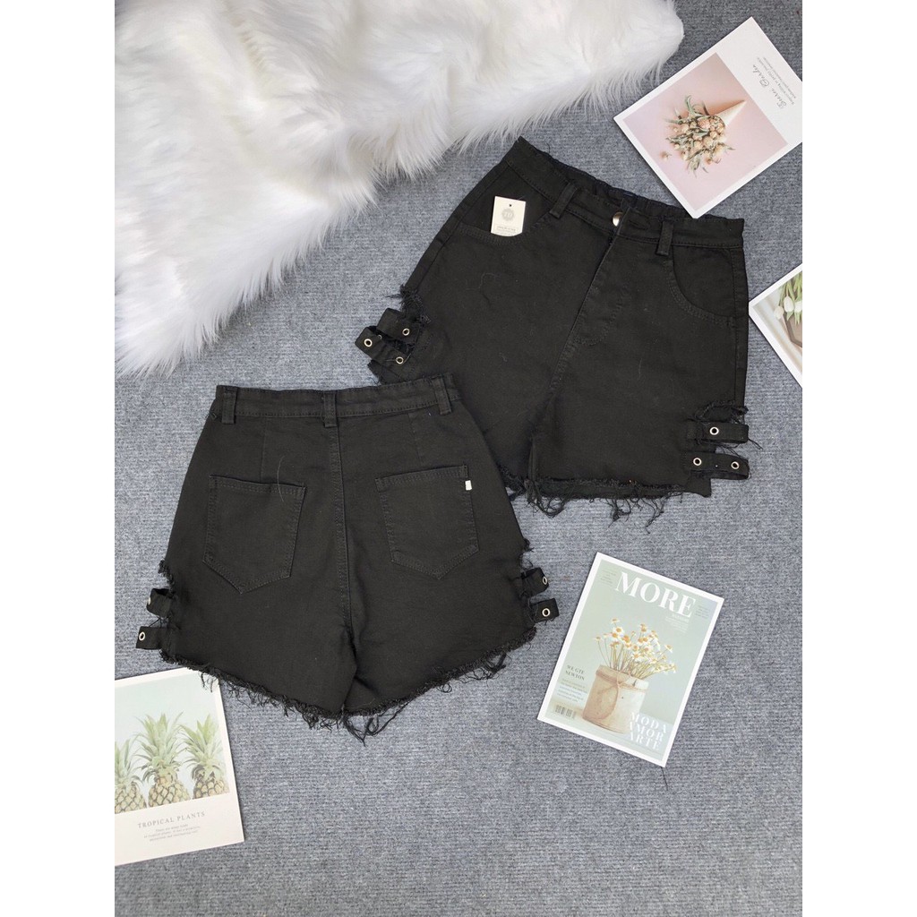 quần short kaki phối đai hạt