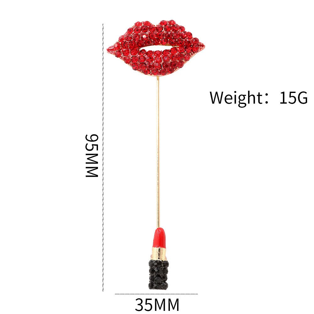 Trâm cài áo hình đôi môi đính kim cương giả