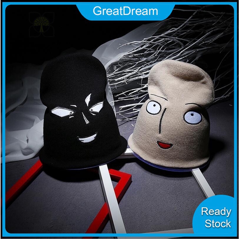 Mũ beanie dệt kim giữ ấm thêu họa tiết Anime One Punch Man Bald Saitama vui nhộn dành cho nam và nữ 2017