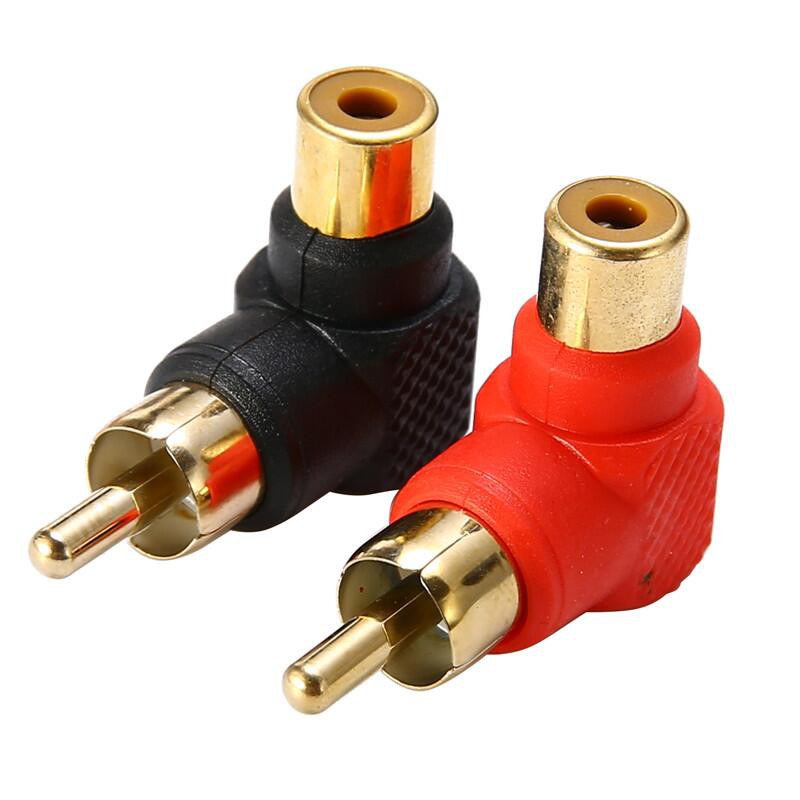 Bộ chuyển đổi ổ cắm RCA sang đầu cắm RCA góc phải nối dây âm thanh và video