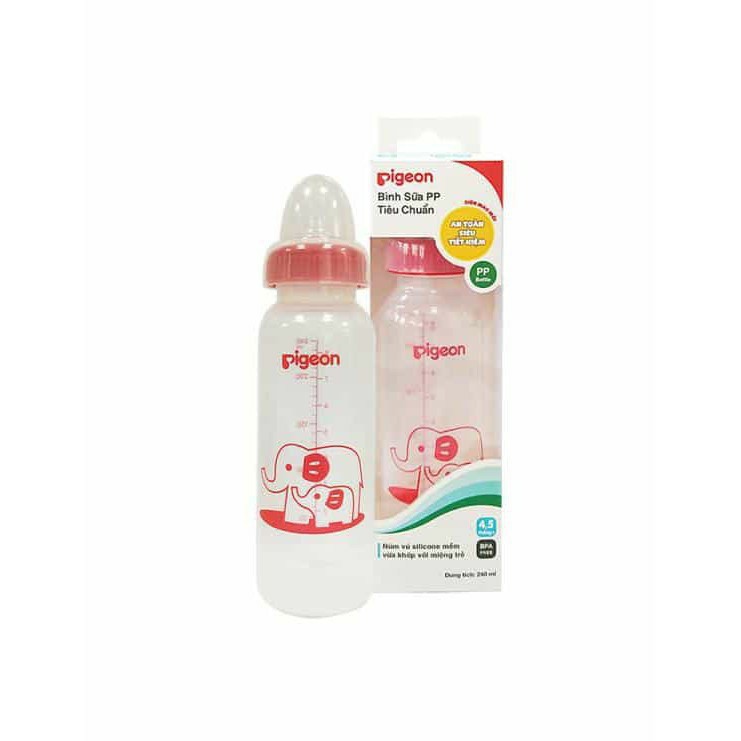 Bình sữa cổ hẹp PP tiêu chuẩn Pigeon 120ml/ 240ml