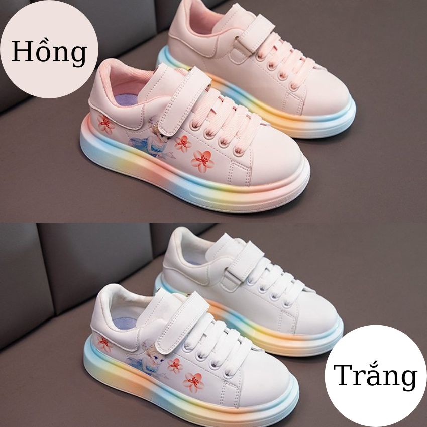 Giày thể thao cho bé gái  từ 6 đến 15 tuổi giày trẻ em da mềm kiểu dáng elsa bé yêu thích GE10