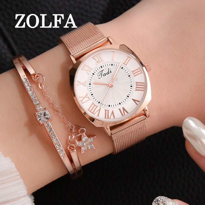 ZOLFA Rose Gold Women Watch Top Brand Luxury Magnetic Ladies Dress Wrist Watch Mesh Belt Female Clock for Dropship Đồng hồ nữ