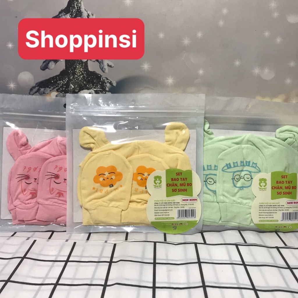 Set Mũ, Bao Tay, Bao Chân Mipbi - Đầy Đủ Mũ, Bao Tay, Chân Mipbi Cho Bé Mới Sinh ( New Born) – Mipbi Việt Nam