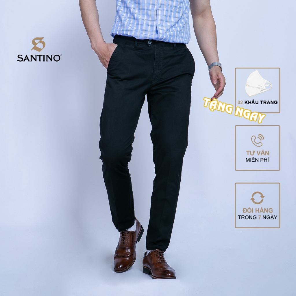 Quần Kaki công sở Cotton SANTINO cao cấp, form ôm nhẹ, co dãn thoáng mát, dễ dàng vận động - K617