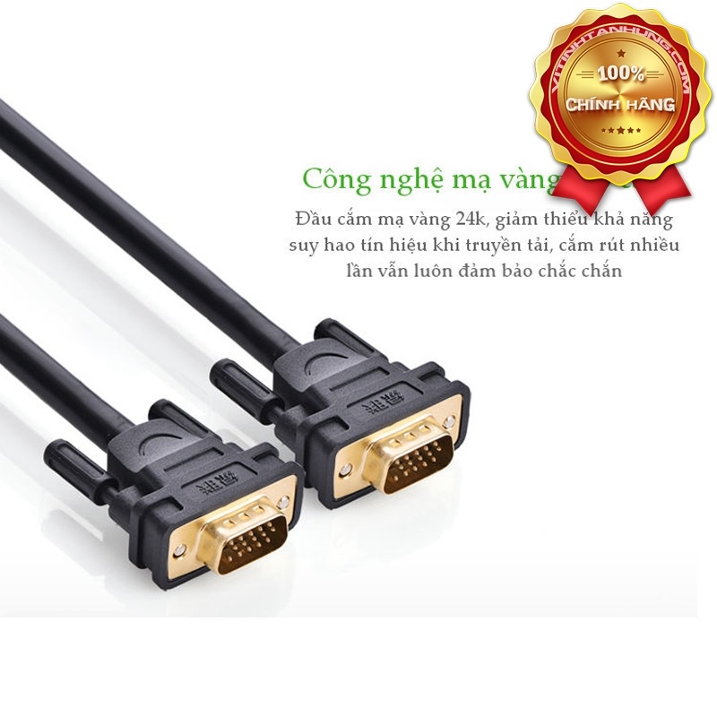 Cáp VGA 10 mét Ugreen 11633 (15 Chân Đồng Cao Cấp) - Hàng Chính hãng