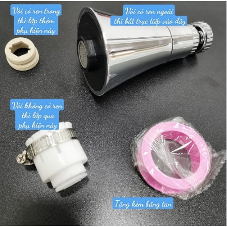 Đầu Vòi Rửa Chén Bát Tăng Áp DVN01, Chức Năng Nóng Lạnh Xoay 360 Độ, Phù Hợp Với Mọi Loại Vòi Rửa Chén Bát-FOXIS