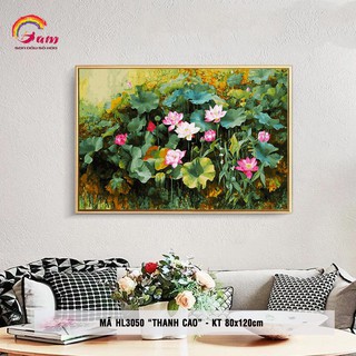 [Khổ lớn] Tranh sơn dầu số hóa tự tô màu DIY hoa sen - Mã HL3050 Thanh cao
