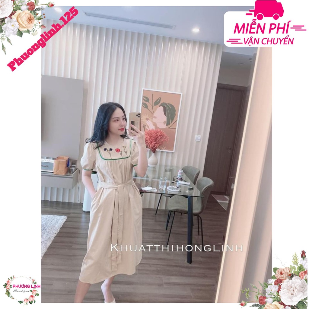 VÁY XÒE THÊU HOA VIỀN XANH CHO NỮ | BigBuy360 - bigbuy360.vn