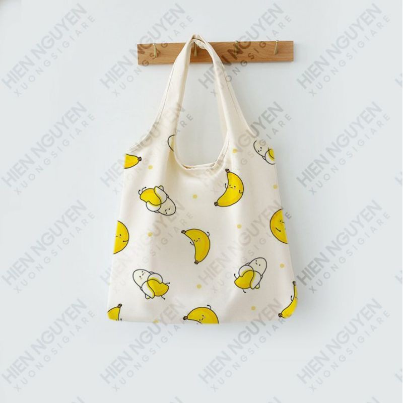 Túi đeo vai đi làm, đi học đẹp giá rẻ, form to, 2 lớp, vải canvas - CHUỐI NHỎ