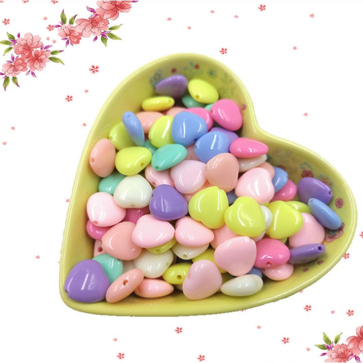 Hạt acrylic Hình Trái Tim Nhỏ 14Mm. Tự Làm Cho Trẻ Em