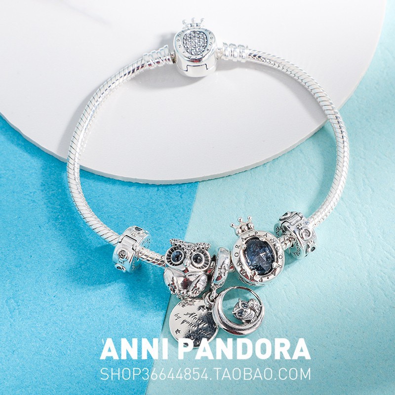 Vòng Tay Pandora Bạc 925 Đính Đá Sapphire Hình Cú Xinh Xắn kljl0563