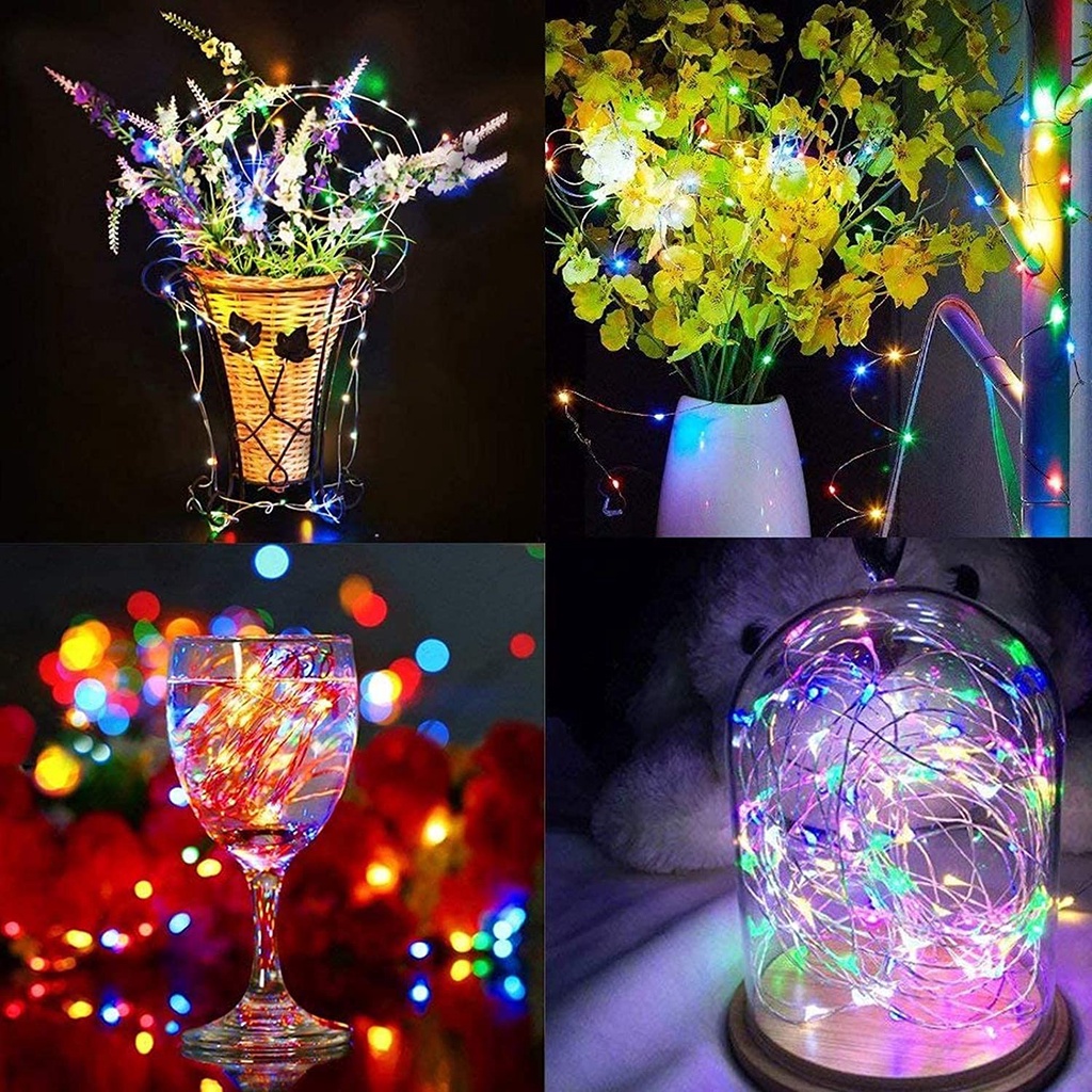 5M LED dây đồng ánh sáng 3AA Pin được cung cấp năng lượng từ Fairy Light Dây bạc dây đồng Trang trí nhà cửa Ánh sáng bữa tiệc Giáng sinh