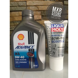 [Combo] Dầu Nhớt Tay Ga Shell Ultra Scooter 5w40 + Nhớt Láp Liqui Moly 80w90