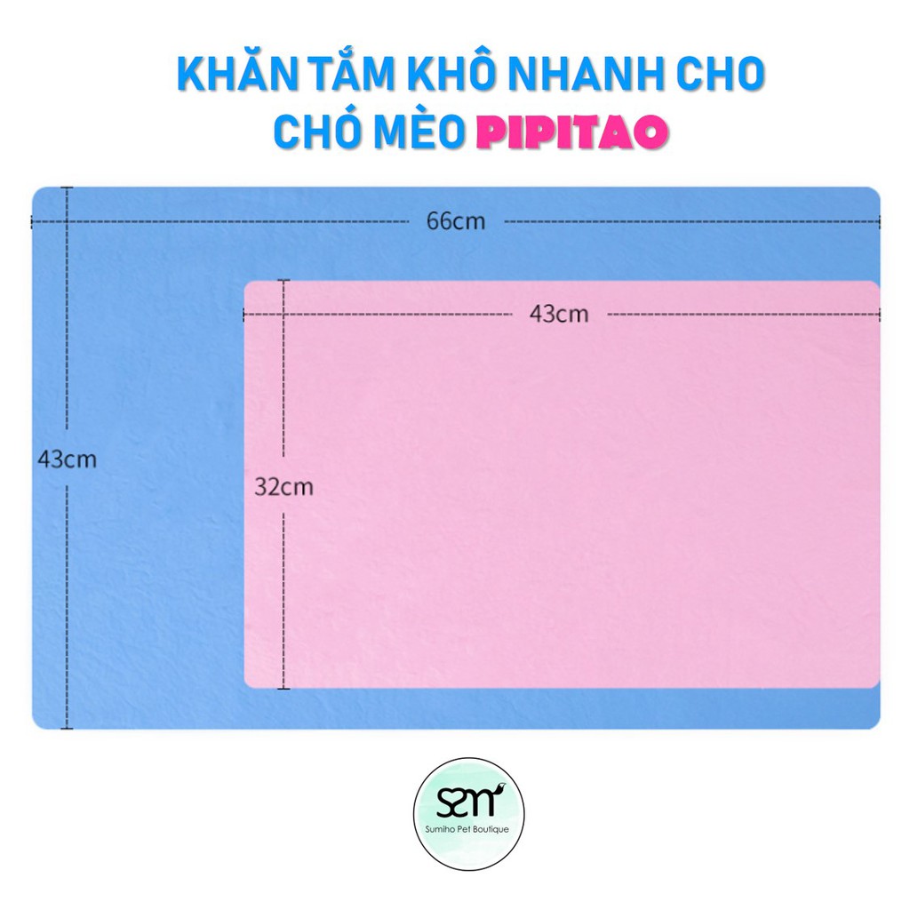 Khăn tắm khô nhanh cho chó mèo (màu ngẫu nhiên) Khăn tắm siêu thấm nước cho thú cưng