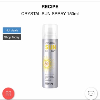 Xịt chống nắng recipe crystal sun spray spf50+ pa+++