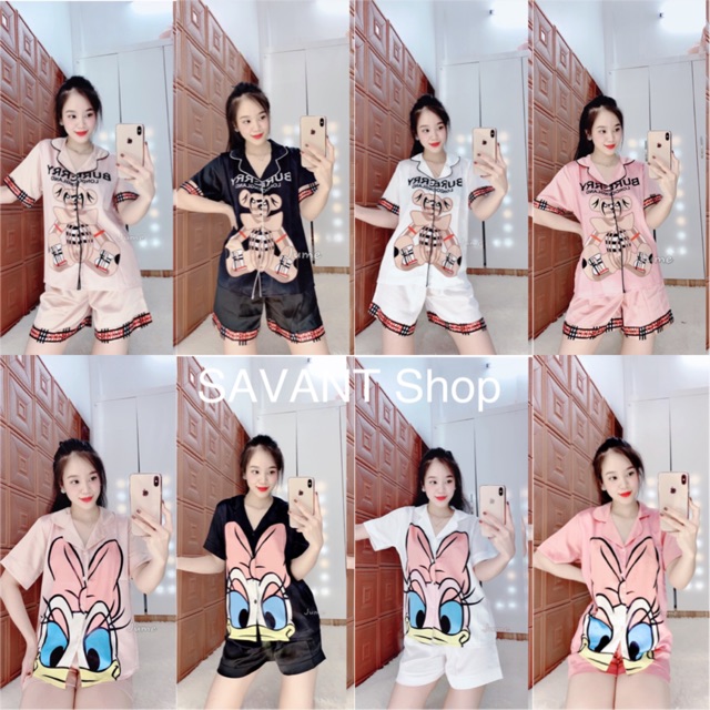 [ẢNH + VIDEO Thật ] Bộ Mặc Nhà Pijama Quần Đùi Lụa Satin Cao Cấp [ MẪU MỚI ] | BigBuy360 - bigbuy360.vn