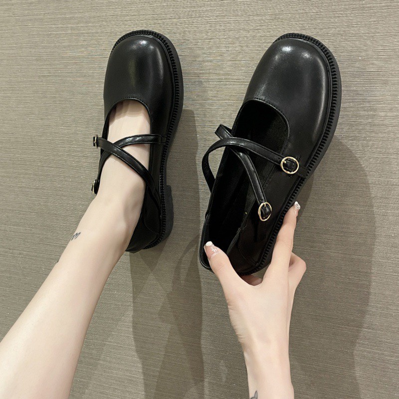 Lùi 1 sz Giày búp bê quai chéo đế 2,5cm style lolita Nhật Bản G001