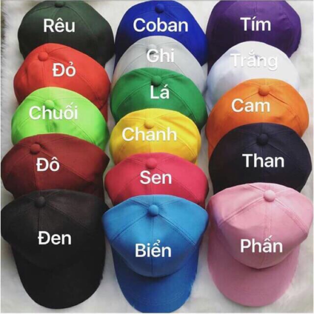 Mũ lưỡi trai trơn + nón kết trơn + vải kaki nhiều màu+ nón kết đồng phục hotkv