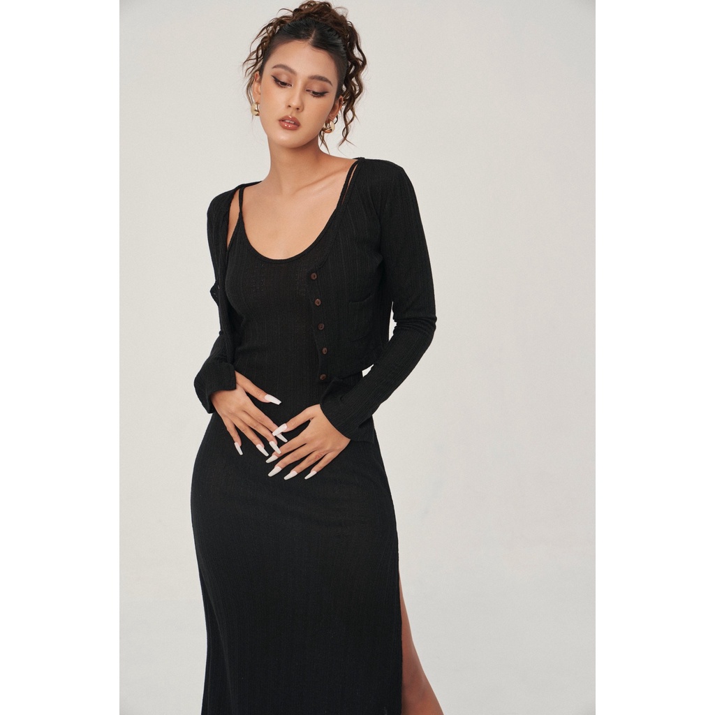 Áo Malibu cardigan len móc dài tay khuy trước co giãn Áo Malibu Cardigan Mia Ritta A2119