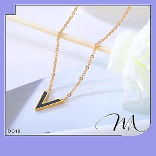 Dây chuyền nữ Titan không gỉ thời trang hình chữ V đen cá tính - Măng’s House DC10