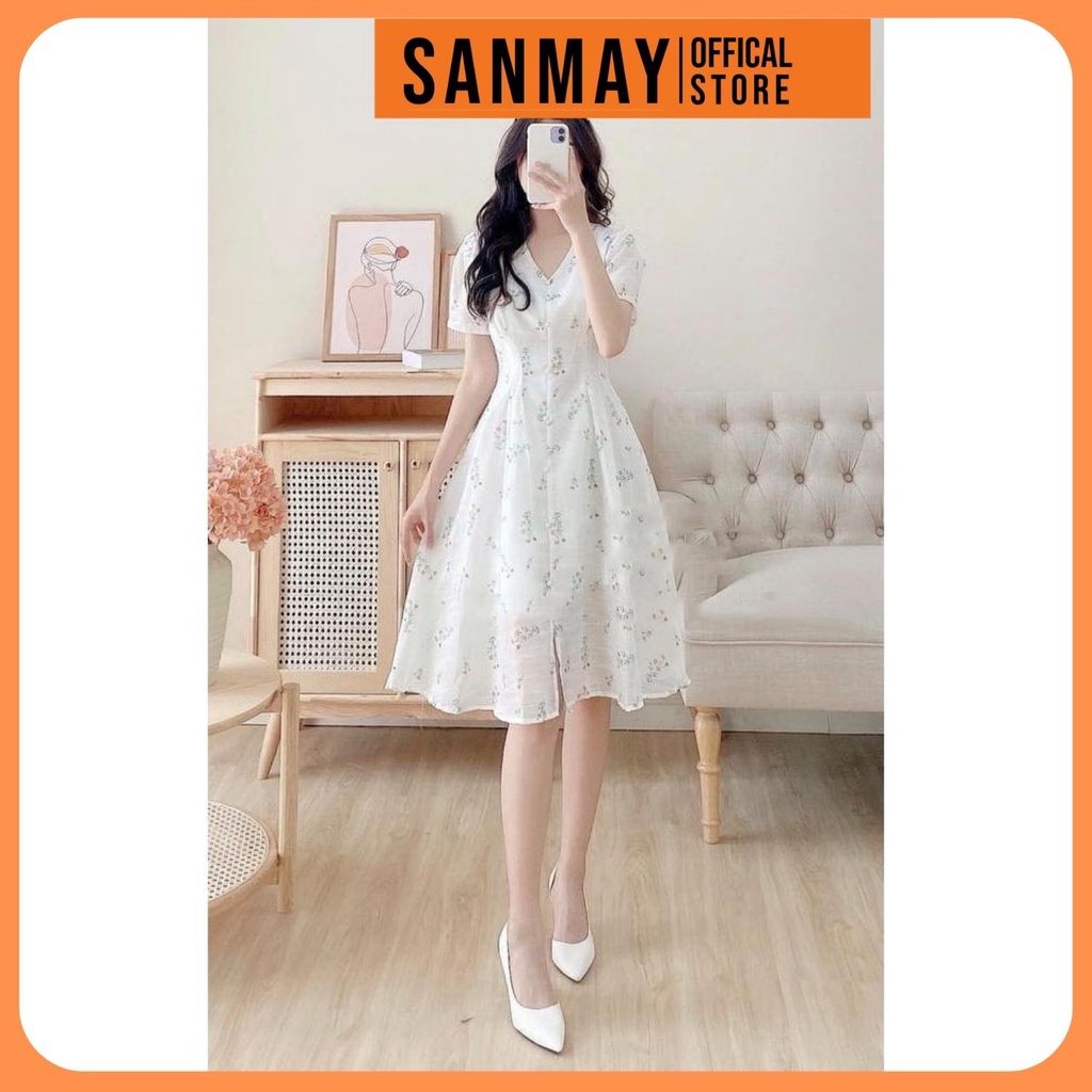 Váy Hoa Nhí Vintage SANJOLI Đầm Dự Tiệc Cưới Nữ Vải Voan Dáng Dài thiết kế kiểu Hàn Quốc cao cấp, đi chơi công sở VD047 | BigBuy360 - bigbuy360.vn