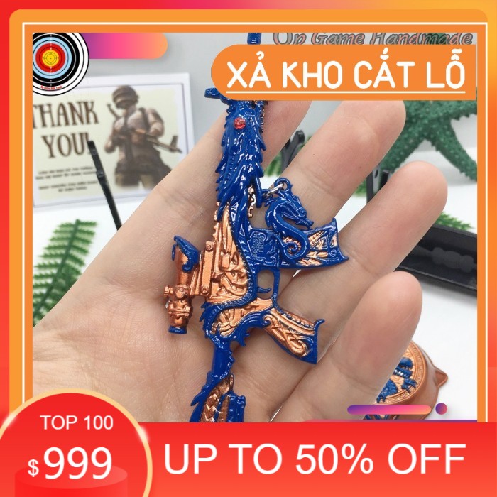 [CHẤT] Móc khoá pubg M416 Skin Dragon Orange Blue Sky độc đáo dài 12cm mô phỏng giống thật - Móc khoá pubg cao cấp