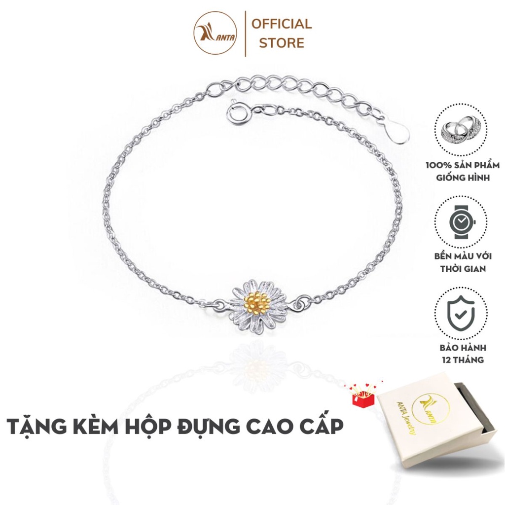 Vòng tay bạc hình hoa cúc phong cách , đẹp cá tính dành cho nữ ANTA Jewelry - ATJ3541