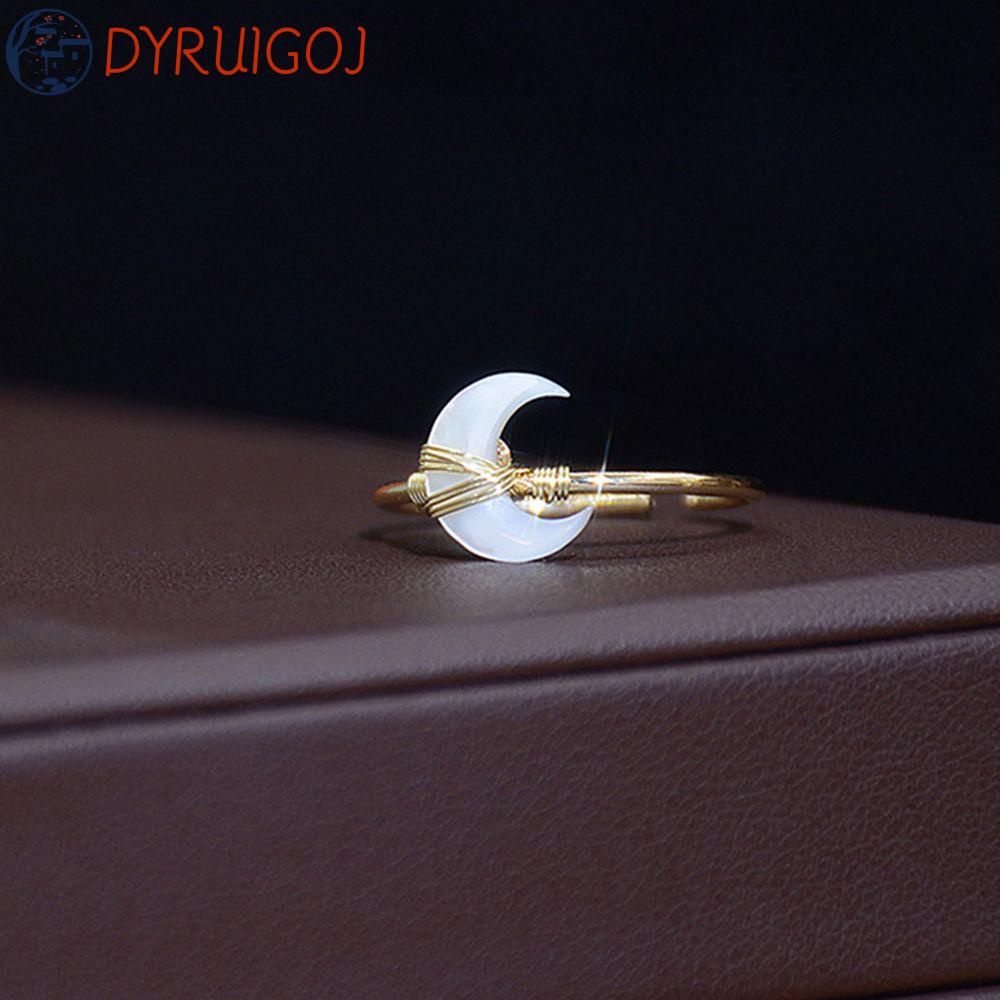 Nhẫn Thời Trang Hình Trăng Khuyết DYRUIDOJ|Nhẫn Cưới Cong Hình Mặt Trăng Siêu Đẹp