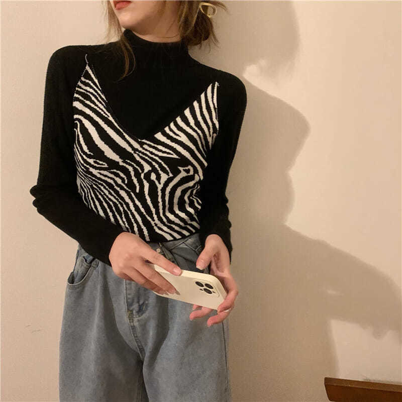 Áo Hai Dây Không Tay Họa Tiết Ngựa Vằn Gợi Cảm Cho Nữ