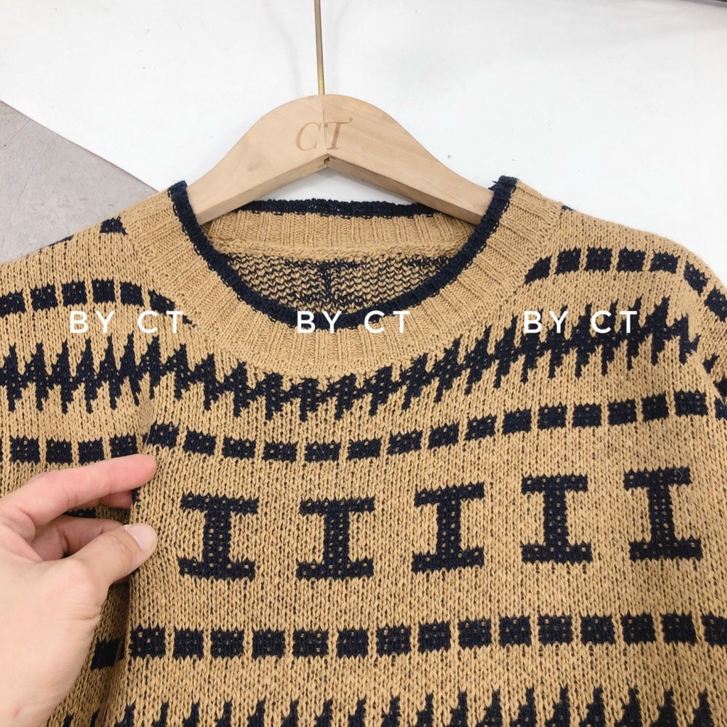 Áo len thổ cẩm nữ, áo len from rộng tay dài chất len cực dày cổ tròn phom chuẩn dễ mặc dễ phối đồ siêu phẩm về làng | BigBuy360 - bigbuy360.vn