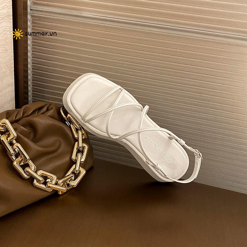 Giày Sandal Đế Dày Quai Chéo Phong Cách La Mã Thời Trang Mùa Hè 2022 Dành Cho Nữ