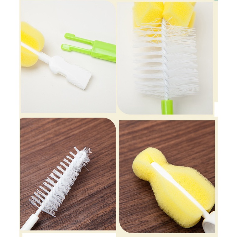 Bộ dụng cụ cọ rửa bình sữa, vệ sinh bình tập hút, núm bình cho bé yêu