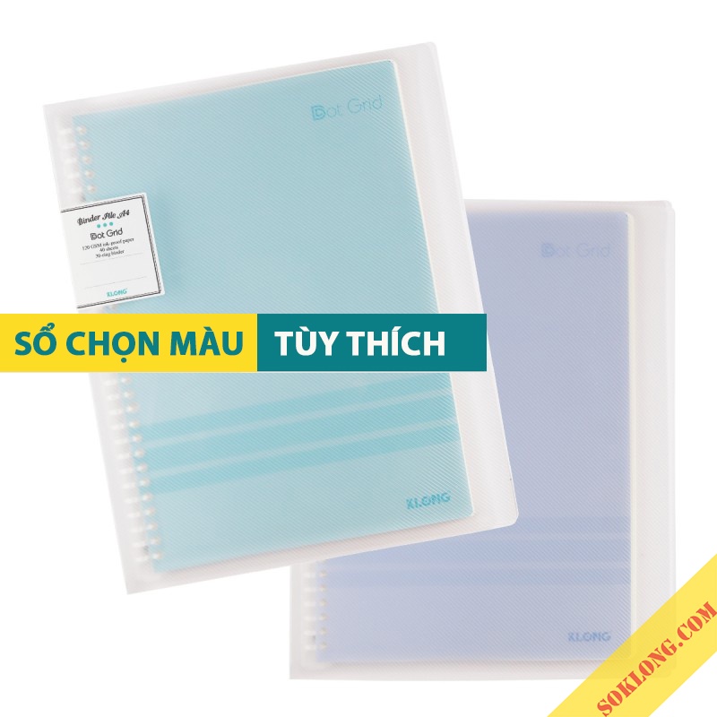 Sổ còng Klong A4 40 tờ Dot grid Ms 555 [Chọn Màu] còng nhựa, binder nhựa kẹp còng 30 chấu