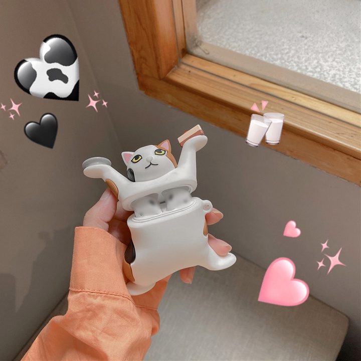 Case Airpods Mèo Tham Ăn, Ốp Airpods Mèo Tam Thể cực chất - Mã TZAP376