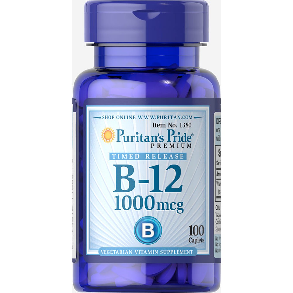 Viên uống hỗ trợ tế bào thần kinh và máu Puritan's Pride Timed Release B-12 1000mcg 100 viên