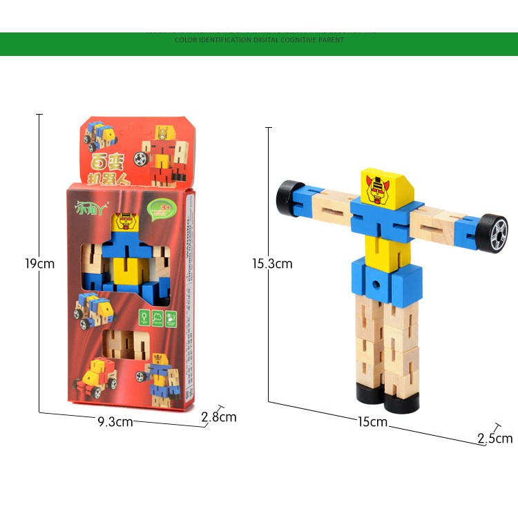 [Mã TOYDEC hoàn 20K xu đơn 50K] [0163] Robot gỗ biến hình transformer